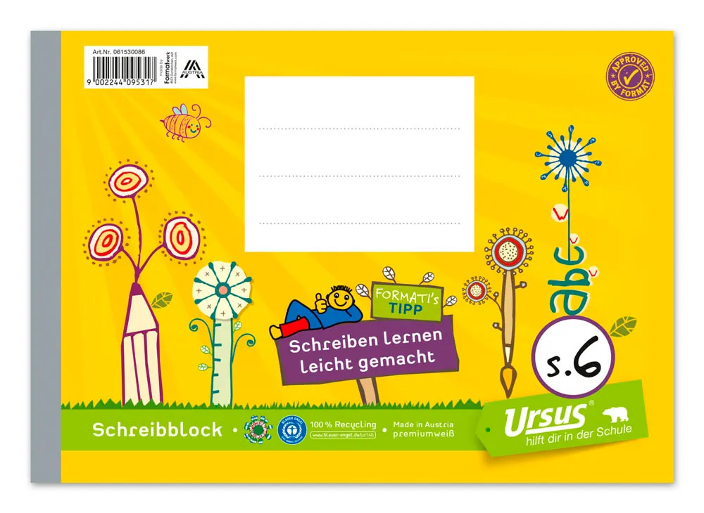 Ursus Formati S.6 liniert DIN A5 quer Rand rundum, 48 Blatt, 1 St.